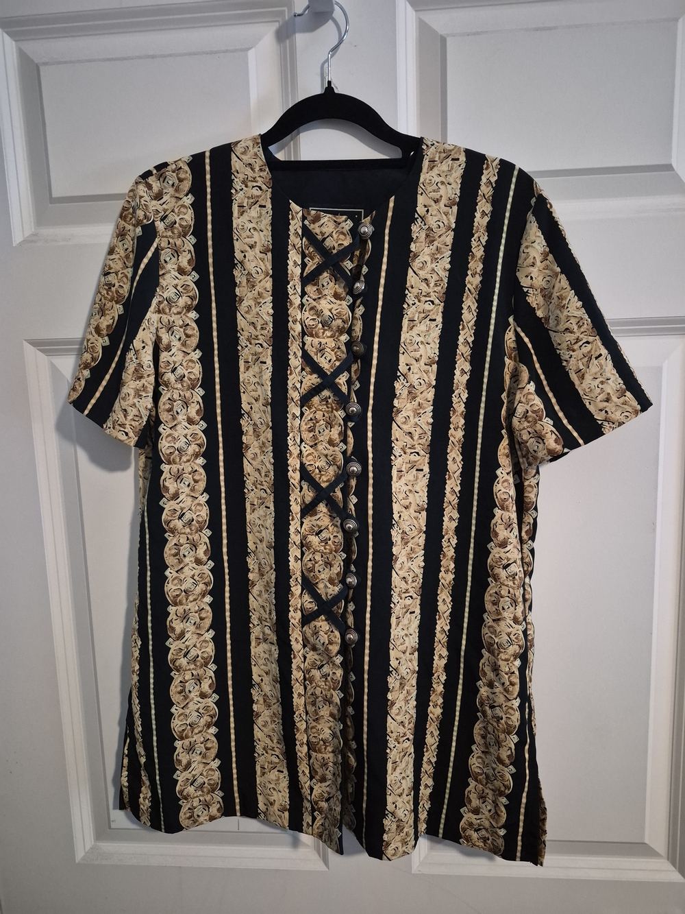 VTG Leni Leni Green Gold Baroque Renaissance Corset Button Blouse Goth Romantic